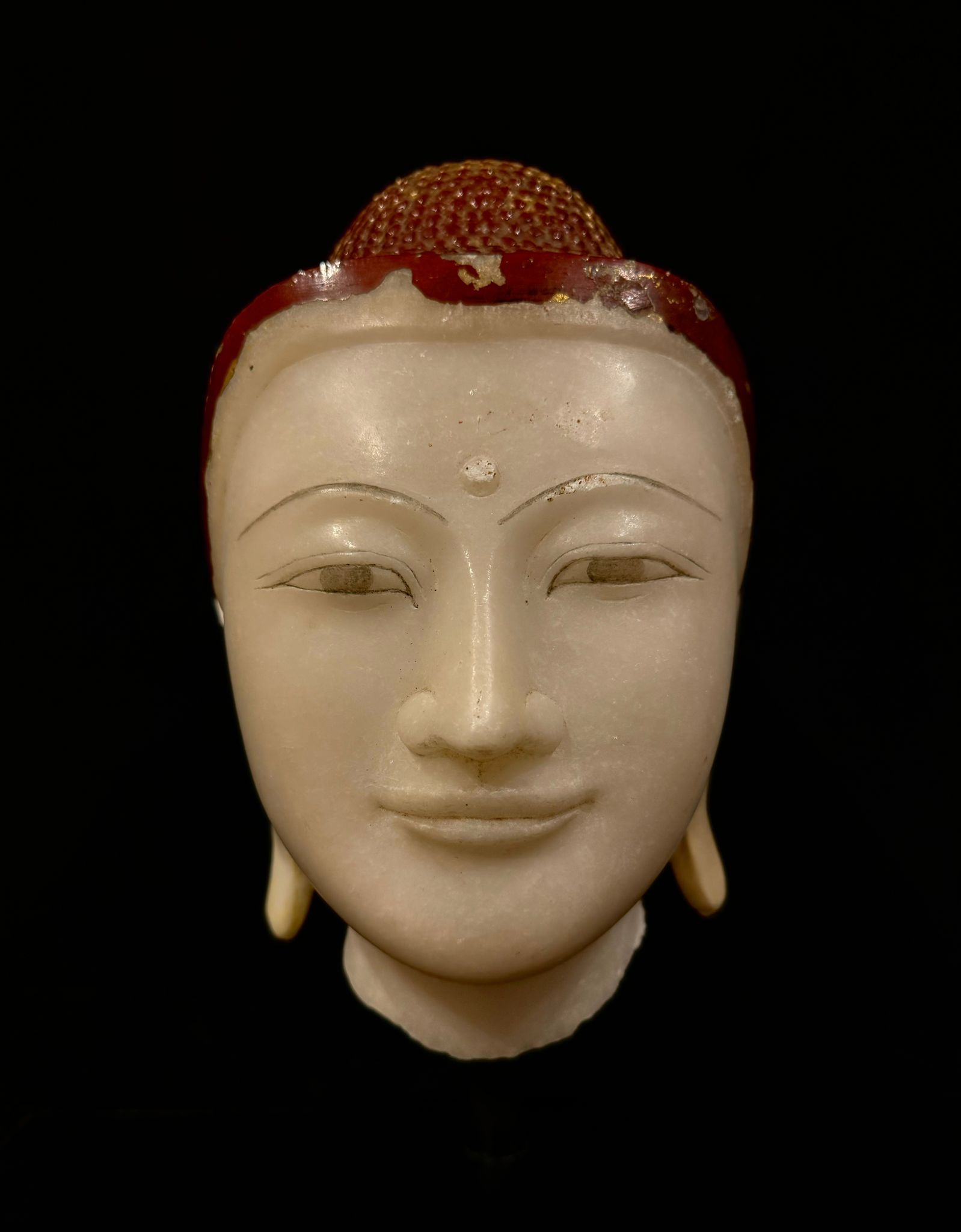 Fine Burmese lacquered marble Buddha head